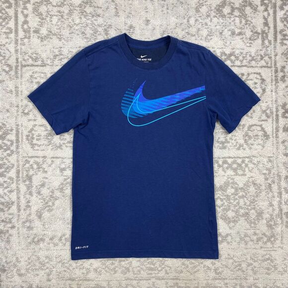 Nike Dri Fit T Shirt Casual Short Sleeve Laser Blue Swoosh Men CK4263 Size Small - Picture 1 of 6